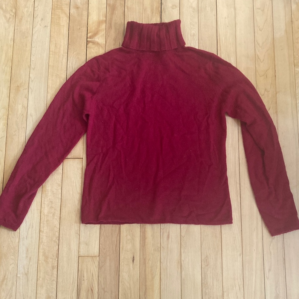 Geneva Deep Red Turtleneck Sweater 100% Cashmere